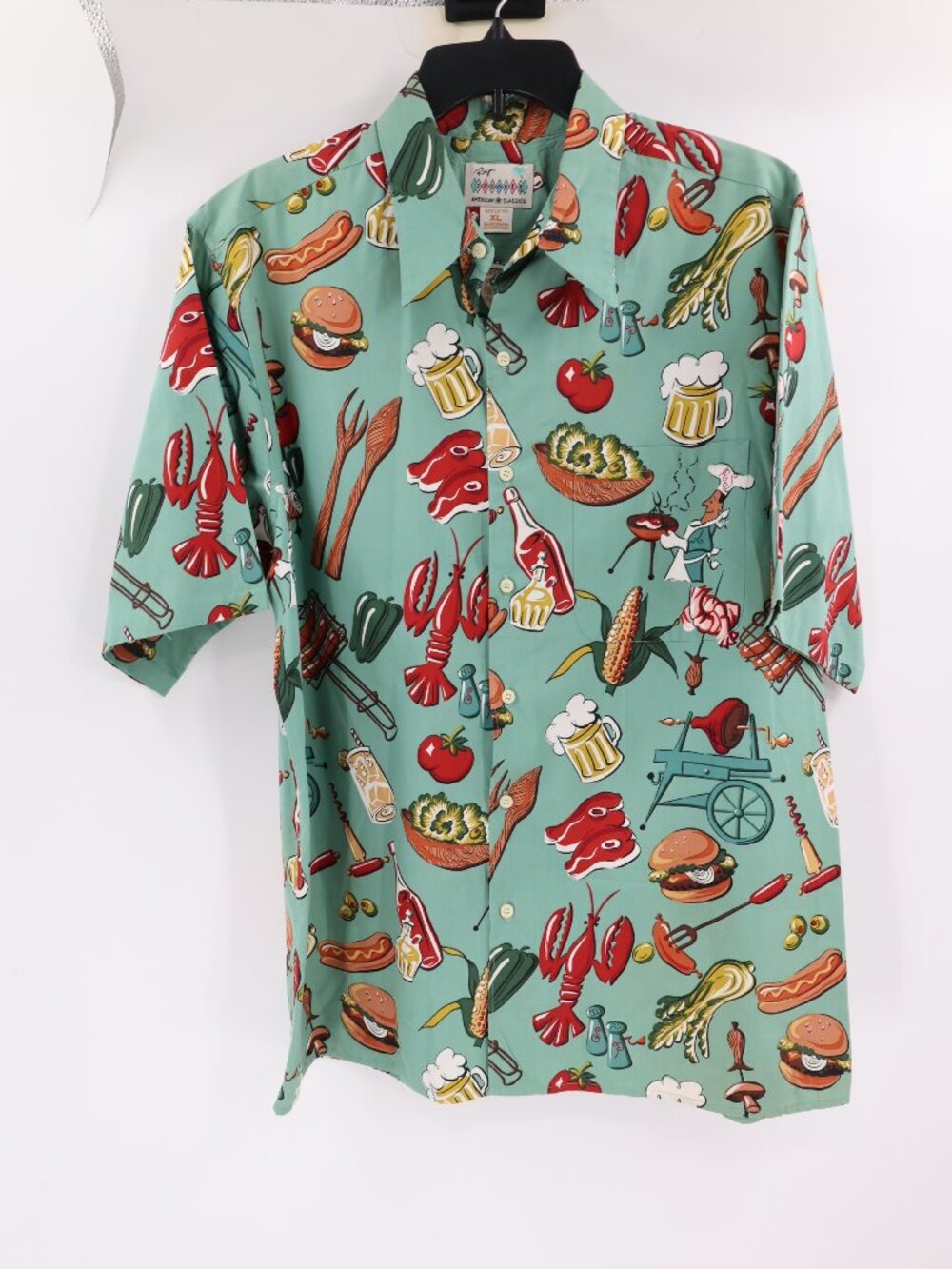 Vintage Reyn Spooner Hawaiian Shirt Men XL Born to Grill Chef Summer BBQ Cookout - Picture 2 of 11
